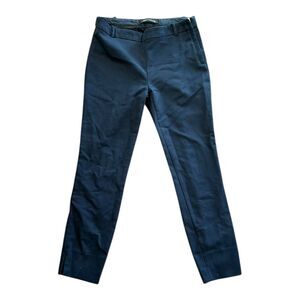Zara Woman Navy Blue Side Slit Cropped Side Zip Office Pants S
